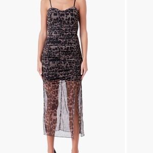 Endless Rose Leopard Mesh Midi Dress